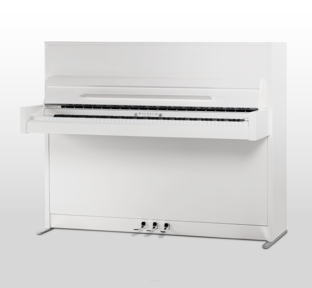 pianino Wilhelm Schimmel W114 Modern biały połysk + chrom